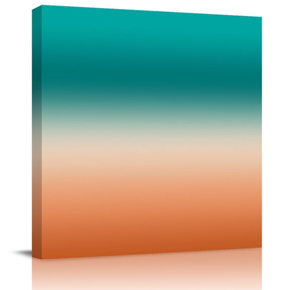 Wall Art Prints, Teal Burnt Orange Ombre Framed Canvas Prints for Bedroom Living Room Bathroom Office, Modern Gradient Abstract Art Gallery Wrap Wall Art Poster for Gifts Home Decor 8"x8"