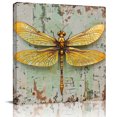 thumbnail image 1 of Wall Art Prints, Vintage Dragonfly Framed Canvas Prints for Bedroom Living Room Bathroom Office, Retro Abstract Oil Painting Gallery Wrap Wall Art Poster for Gifts Home Decor 24"x24", 1 of 9