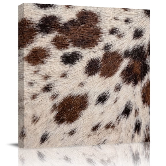 Wall Art Prints, Western Cow Print Framed Canvas Prints for Bedroom Living Room Bathroom Office, Farmhouse Rustic Cowhide Fur Brown Gallery Wrap Wall Art Poster for Gifts Home Decor 20"x20"