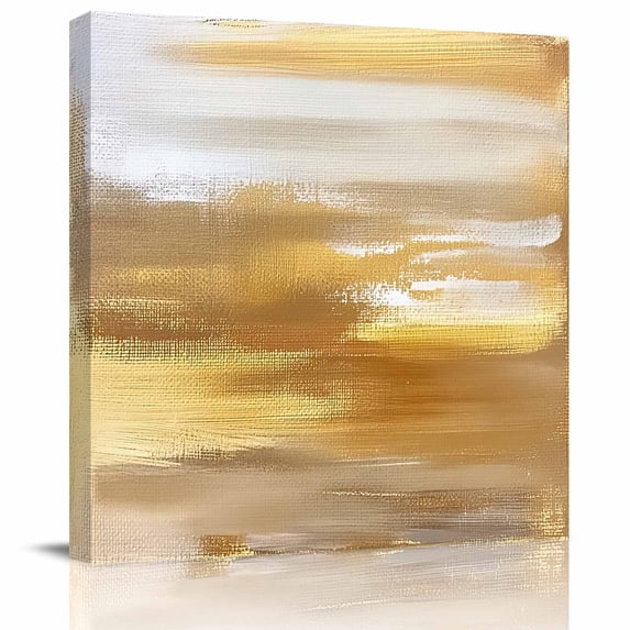 Wall Art Prints, Yellow Beige Framed Canvas Prints for Bedroom Living Room Bathroom Office, Modern Oil Painting Abstract Art Gallery Wrap Wall Art Poster for Gifts Home Decor 8"x8"