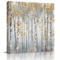 thumbnail image 1 of Wall Art Prints, Yellow Grey Forest Framed Canvas Prints for Bedroom Living Room Bathroom Office, Grey Modern Art Oil Painting Gallery Wrap Wall Art Poster for Gifts Home Decor 8"x8", 1 of 9