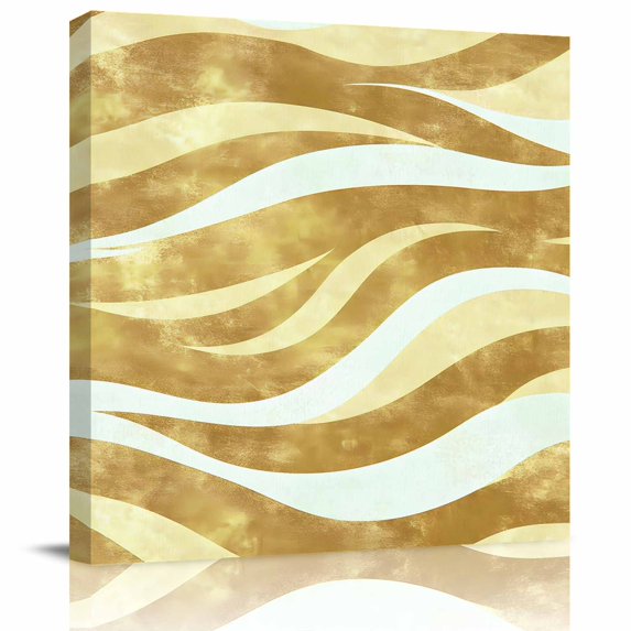 Wall Art Prints, Yellow Pink Waves Framed Canvas Prints for Bedroom Living Room Bathroom Office, Ombre Sea Ripples Shabby Beach Gallery Wrap Wall Art Poster for Gifts Home Decor 24"x24"