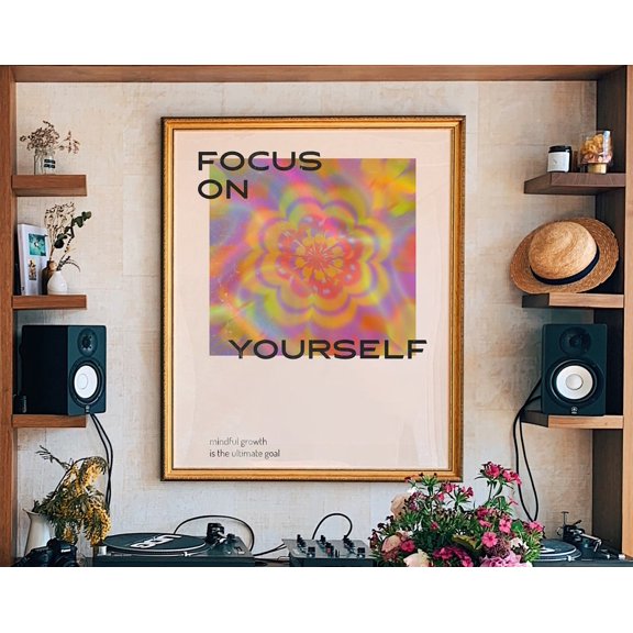 Wall Art, Psychedelic Art, 70S Home Decor, Mindful Quote, Retro Gradient Wall Art, Vintage Psychedelic Poster, 70S Aesthetic Decor Wall Art, Modern Wall Decor For Living Room, 8x12 UNFRAMED