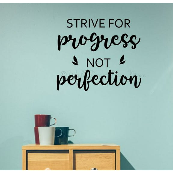 Wall Art Quotes Decal Progress Not Perfection Inspirational School Stickers 23x20-Inch Black