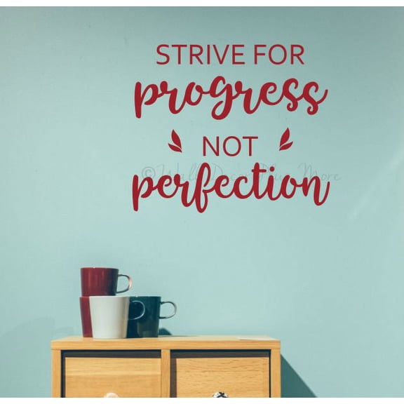 Wall Art Quotes Decal Progress Not Perfection Inspirational School Stickers 23x20-Inch Red