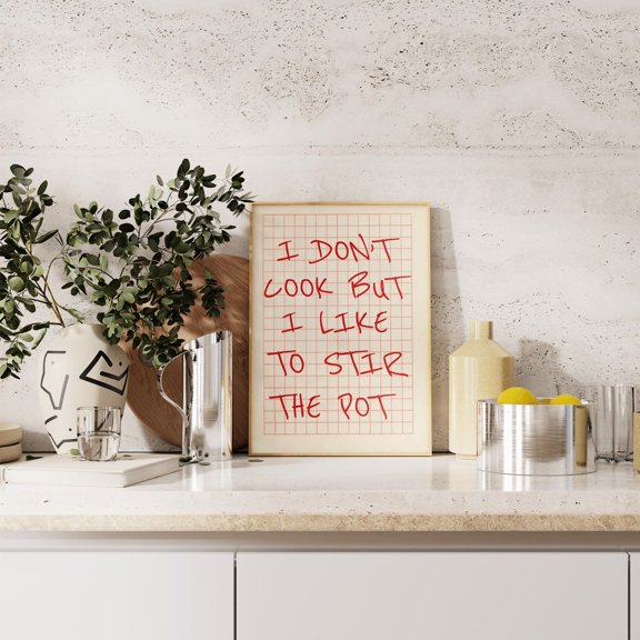 Wall Art Red Print Kitchen Wall Art I Don'T Cook Print Trendy Retro Kitchen Art Home Decor Typography Quote