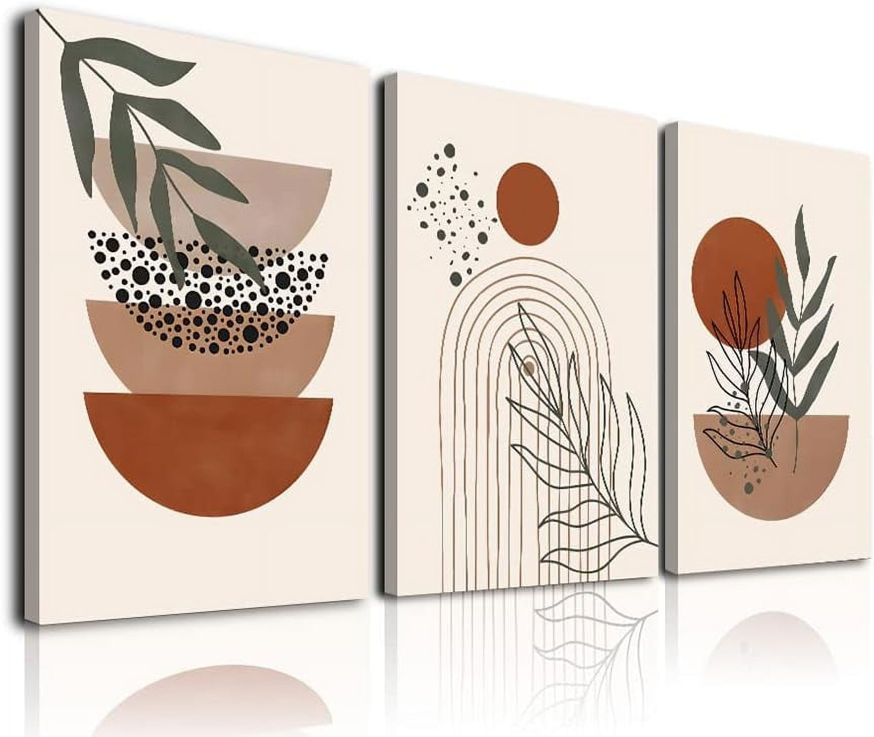 Wall Art Set of 3, Canvas Wall Art Moon Botanical Black Wall Art Set of 3, Canvas Wall Art Moon Botanical Black