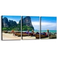 thumbnail image 1 of Wall Art Set of 3 - Traditional Thai Boats at The Beach of Krabi Province - Perfect for Modern Home Decor - Ideal Wall Decor for Living Room Bedroom Bathroom and Office (12"x16"x3), 1 of 6