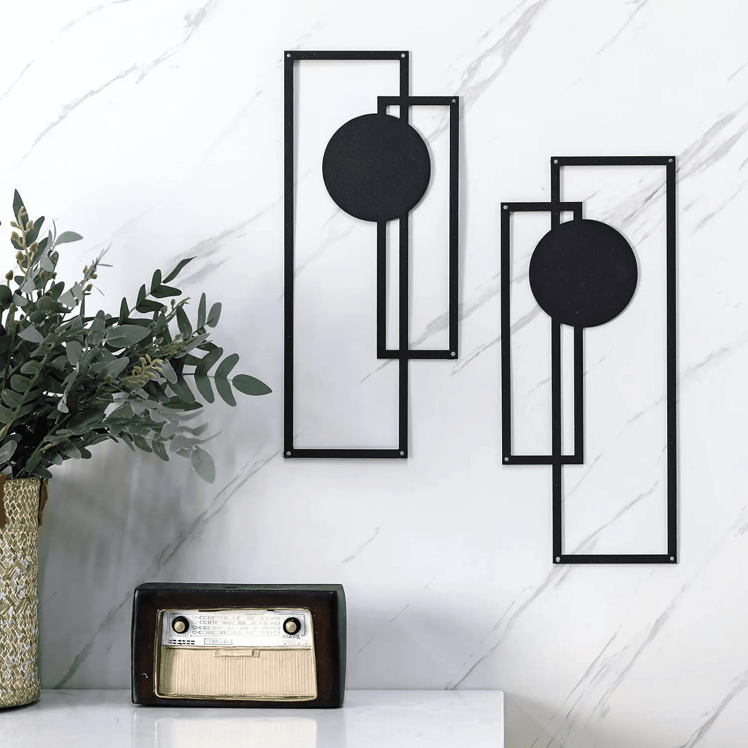 Wall Art Set Modern Minimalist Black and White Decor for Living Room Bedroom Office Halloween Gift