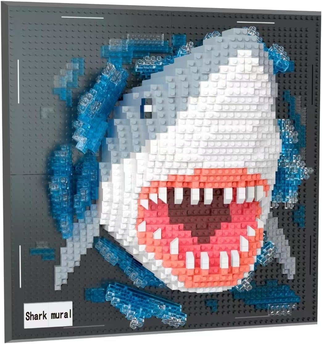 Wall Art Shark Building Blocks Set,(2166 Pieces) Toys Gifts for Kid and Adult