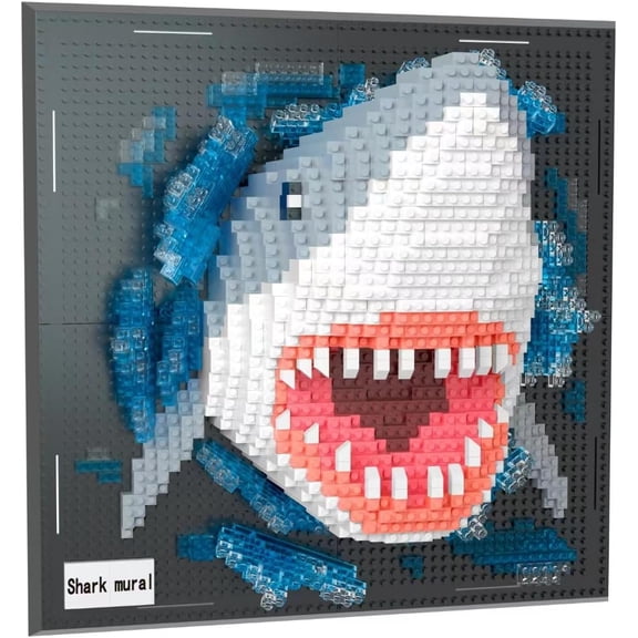 Wall Art Shark Building Blocks Set for Adults Who Love Creative Hobbies (2166 Pieces) Toys Gifts for Kid and Adult