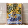 thumbnail image 1 of Wall Art, Tiger Poster, Bathroom Decor, Tiger In Bath Print, Blue And Gold Floral Art, Maximalist Home Decor, Trendy Colorful Wall Art Wall Art, Modern Wall Decor For Living Room, 24x36 UNFRAMED, 1 of 2