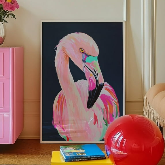 Wall Art, Vibrant Flamingo Art Print, Maximalist Living Room Decor, Dopamine Decor, Bold And Colorful Home Decor, Maximalist Bedroom Decor Wall Art, Modern Wall Decor For Living Room, 8x12 UNFRAMED
