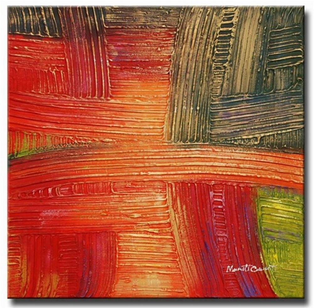Abstract Red and Green Textured Canvas Wall Art, 24" x 24"