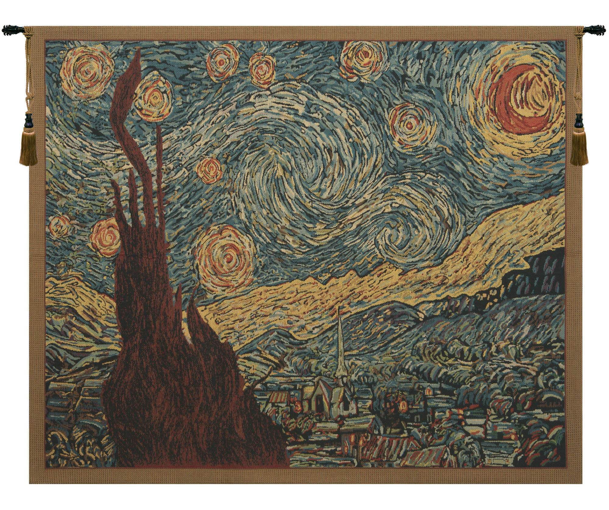 Van Gogh's Starry Night Woven Cotton Blend Wall Tapestry