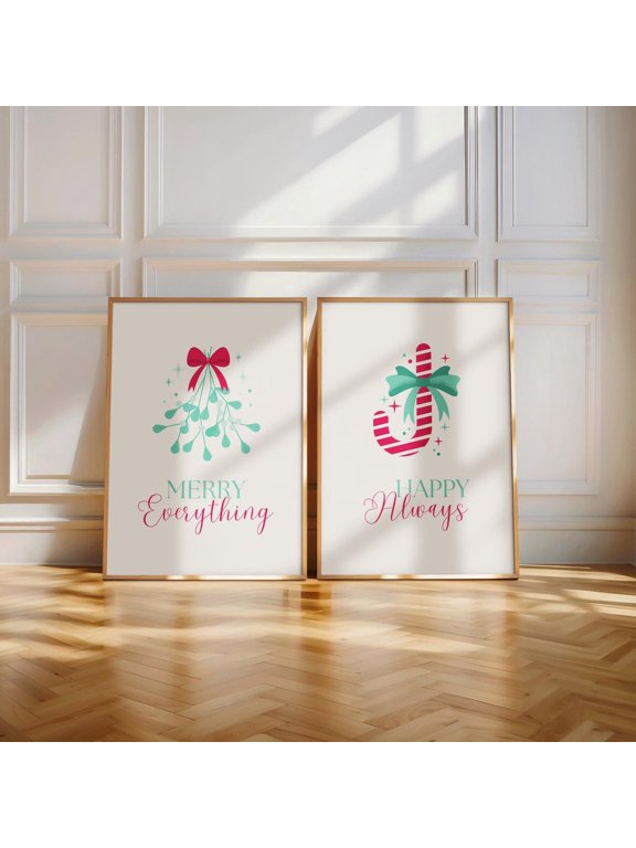 Wall Artposter Pink Decor Merry Everything Happy Always Home Decor Office Wall Art Set 2 Set 2
