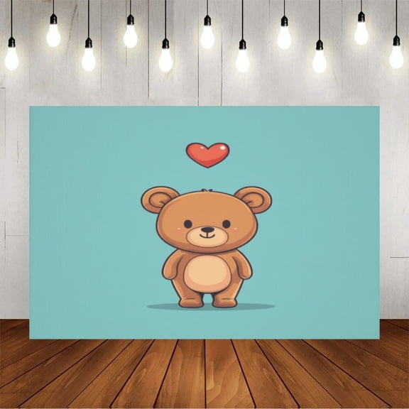 Wall Background Festival Party Decoration Activity Photo Booth Backdrop Props Bear Love (1) 5x3 ft