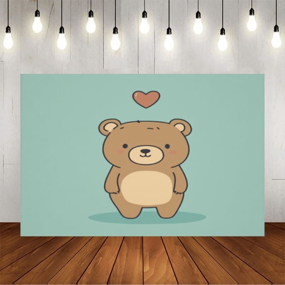 Wall Background Festival Party Decoration Activity Photo Booth Backdrop Props Bear Love (2) 6x4 ft