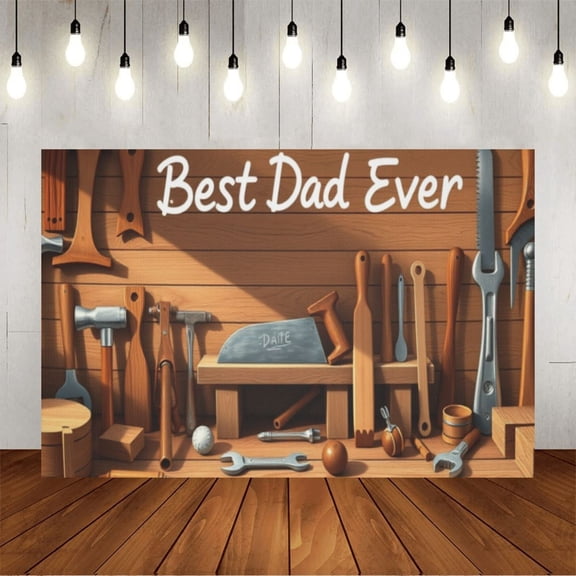 Wall Background Festival Party Decoration Activity Photo Booth Backdrop Props Best Dad Ever Work Desk (2) 7x5 ft