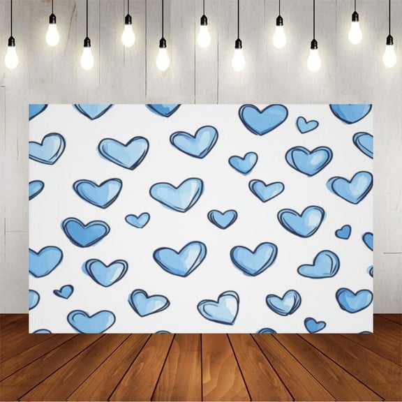 Wall Background Festival Party Decoration Activity Photo Booth Backdrop Props Blue Heart (3) 7x5 ft