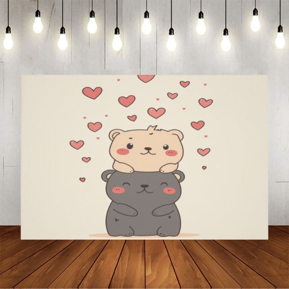 Wall Background Festival Party Decoration Activity Photo Booth Backdrop Props Cute Bear Love (2) 5x3 ft