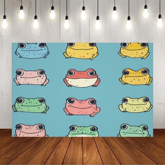 Wall Background Festival Party Decoration Activity Photo Booth Backdrop Props Cute Frog (2) 7x5 ft
