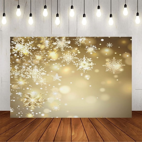 Wall Background Festival Party Decoration Activity Photo Booth Backdrop Props Elegant Gold Christmas Snowflake (2) 6x4 ft