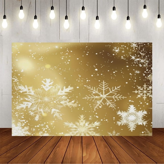 Wall Background Festival Party Decoration Activity Photo Booth Backdrop Props Elegant Gold Christmas Snowflake (4) 6x4 ft