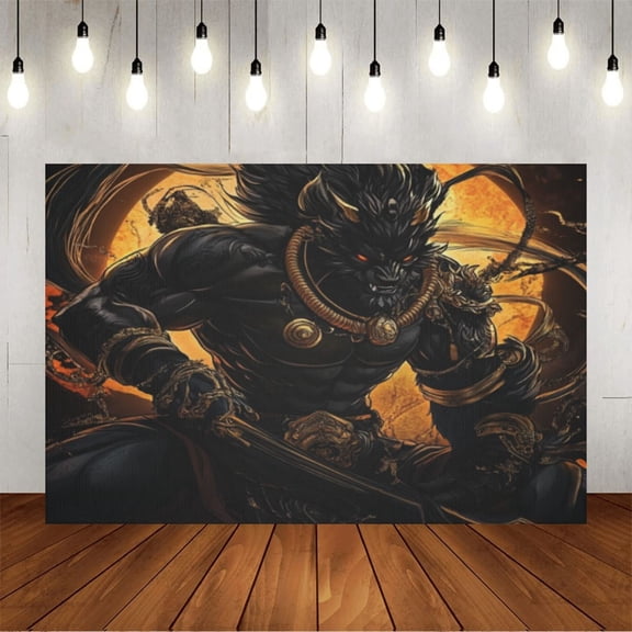 Wall Background Festival Party Decoration Activity Photo Booth Backdrop Props Evil Wukong (3) 5x3 ft