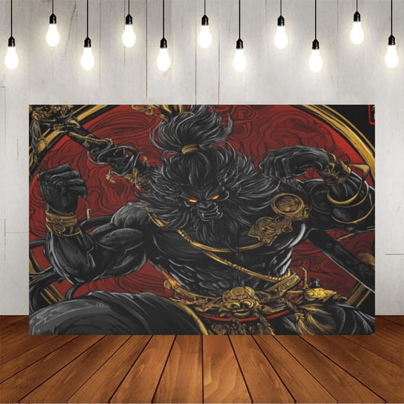 Wall Background Festival Party Decoration Activity Photo Booth Backdrop Props Evil Wukong (5) 6x4 ft