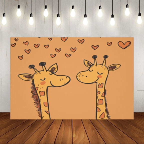 Wall Background Festival Party Decoration Activity Photo Booth Backdrop Props Giraffe Love Valentines (2) 5x3 ft