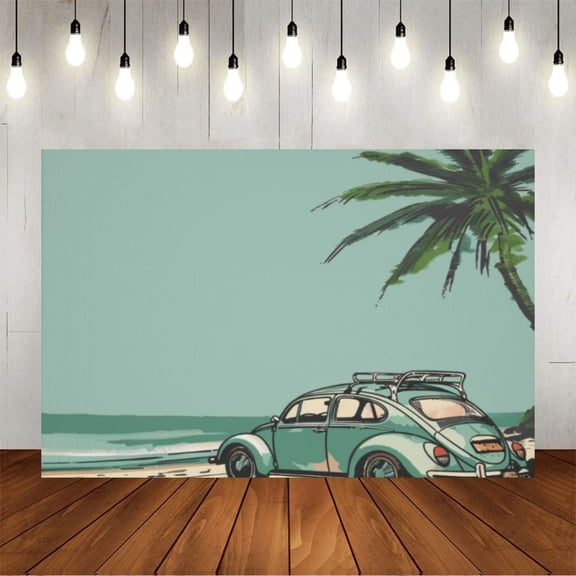 Wall Background Festival Party Decoration Activity Photo Booth Backdrop Props Hand Drawing Car Beach Summer Holiday 8x6 ft