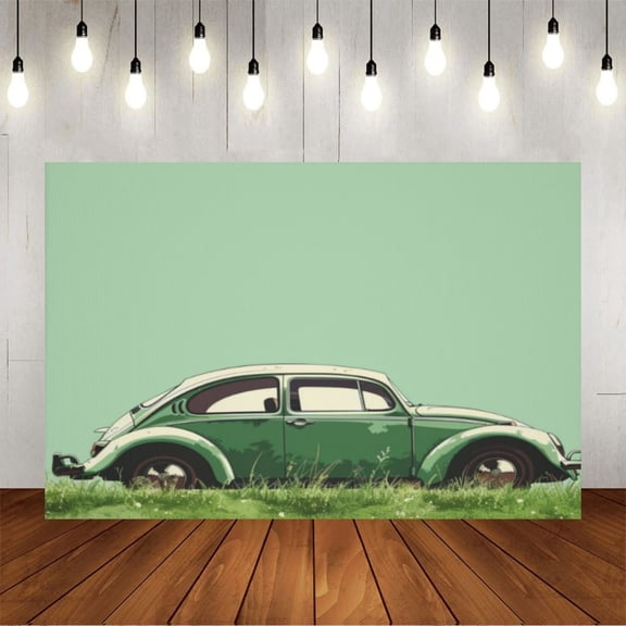 Wall Background Festival Party Decoration Activity Photo Booth Backdrop Props Hand Drawing Car Spring Grass 7x5 ft