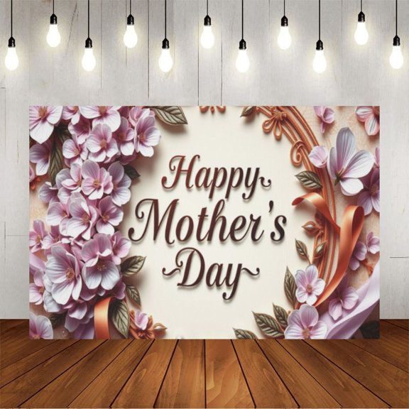 Wall Background Festival Party Decoration Activity Photo Booth Backdrop Props Happy Mother’s Day Vetro Floral (1) 5x3 ft