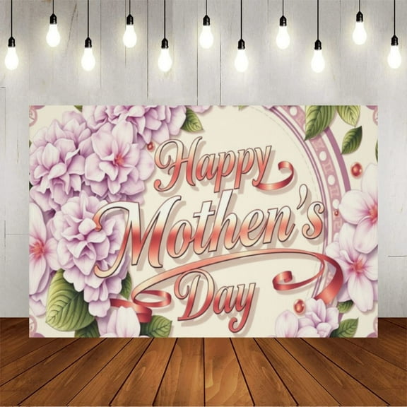 Wall Background Festival Party Decoration Activity Photo Booth Backdrop Props Happy Mother’s Day Vetro Floral (2) 7x5 ft