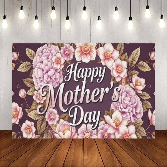 Wall Background Festival Party Decoration Activity Photo Booth Backdrop Props Happy Mother’s Day Vetro Floral (4) 8x6 ft