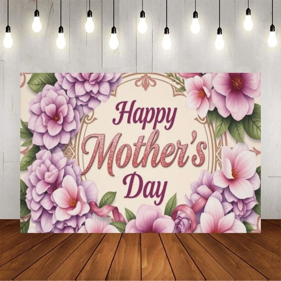 Wall Background Festival Party Decoration Activity Photo Booth Backdrop Props Happy Mother’s Day Vetro Floral (5) 8x6 ft