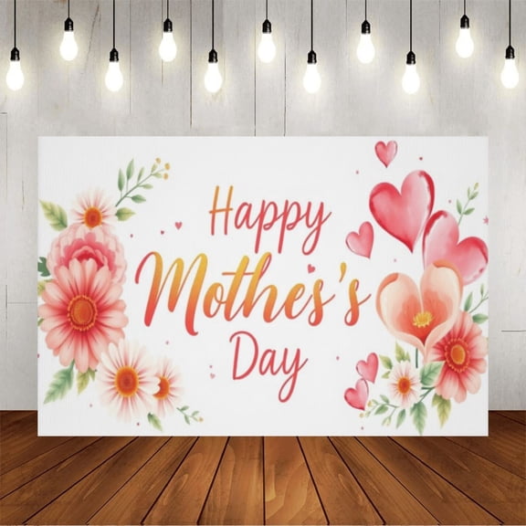 Wall Background Festival Party Decoration Activity Photo Booth Backdrop Props Happy Mothers Day With Floral Vector (3) 7x5 ft