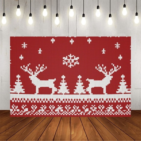 Wall Background Festival Party Decoration Activity Photo Booth Backdrop Props Knitted Christmas Deer Snow (4) 6x4 ft