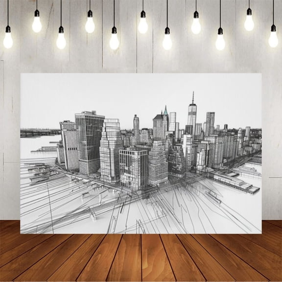 Wall Background Festival Party Decoration Activity Photo Booth Backdrop Props Manhattan Hologram 5x3 ft