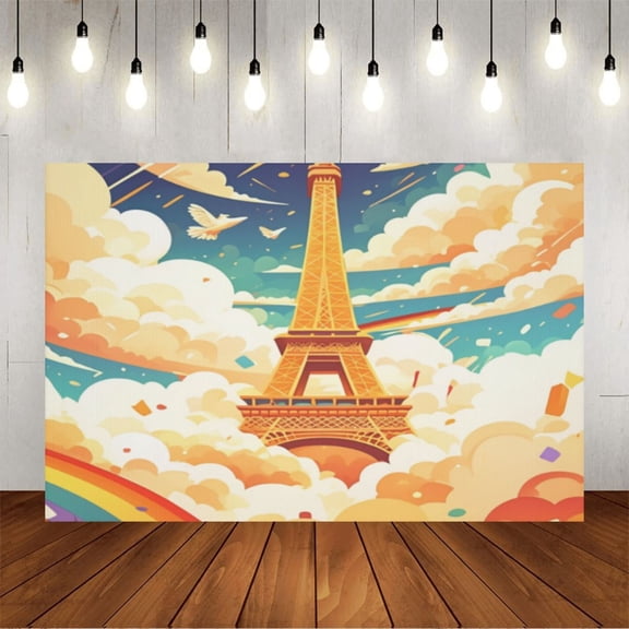 Wall Background Festival Party Decoration Activity Photo Booth Backdrop Props Paris Pride Eiffel Tower 8x6 ft