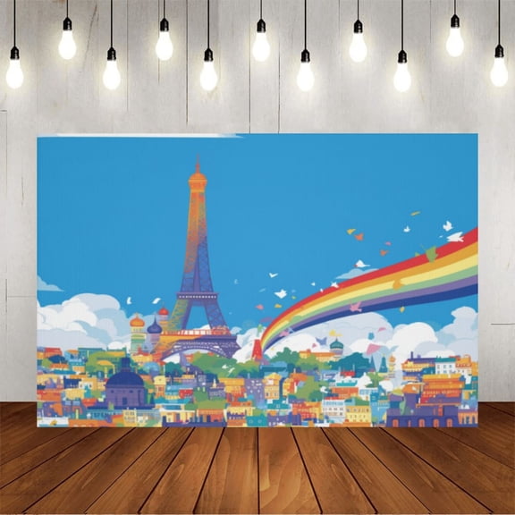 Wall Background Festival Party Decoration Activity Photo Booth Backdrop Props Paris Pride Eiffel Tower 8x6 ft