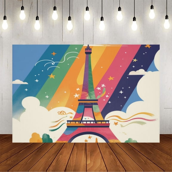 Wall Background Festival Party Decoration Activity Photo Booth Backdrop Props Paris Pride Eiffel Tower 8x6 ft