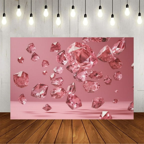 Wall Background Festival Party Decoration Activity Photo Booth Backdrop Props Pink Crystal Diamonds 5x3 ft