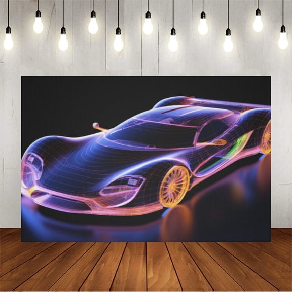 Wall Background Festival Party Decoration Activity Photo Booth Backdrop Props Race Car Hologram (3) 8x6 ft