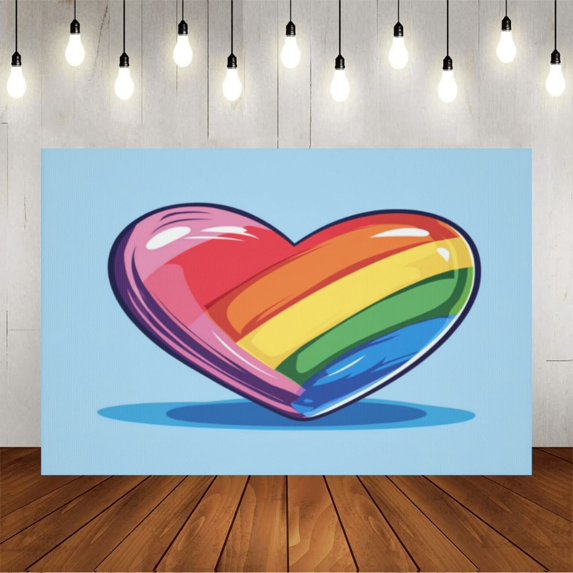 Wall Background Festival Party Decoration Activity Photo Booth Backdrop Props Rainbow Heart (1) 10x6.5 ft