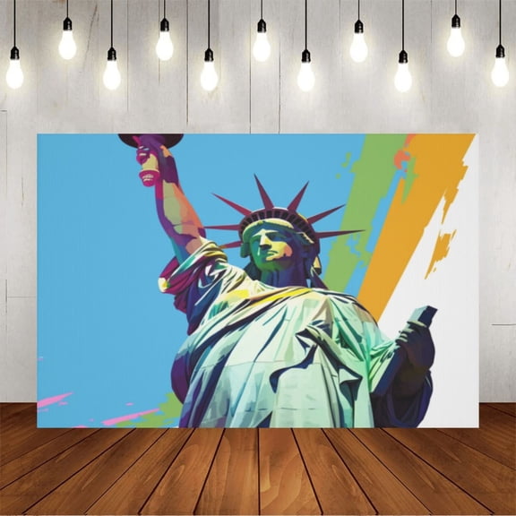Wall Background Festival Party Decoration Activity Photo Booth Backdrop Props Statue of Liberty Pride 6.5x6.5 ft
