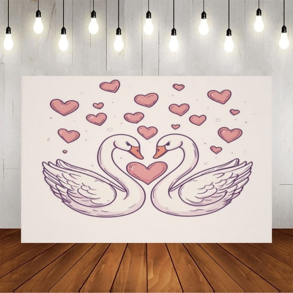 Wall Background Festival Party Decoration Activity Photo Booth Backdrop Props Swan Love Valentines (1) 5x3 ft