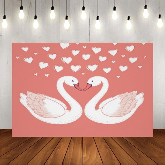 Wall Background Festival Party Decoration Activity Photo Booth Backdrop Props Swan Love Valentines (2) 7x5 ft