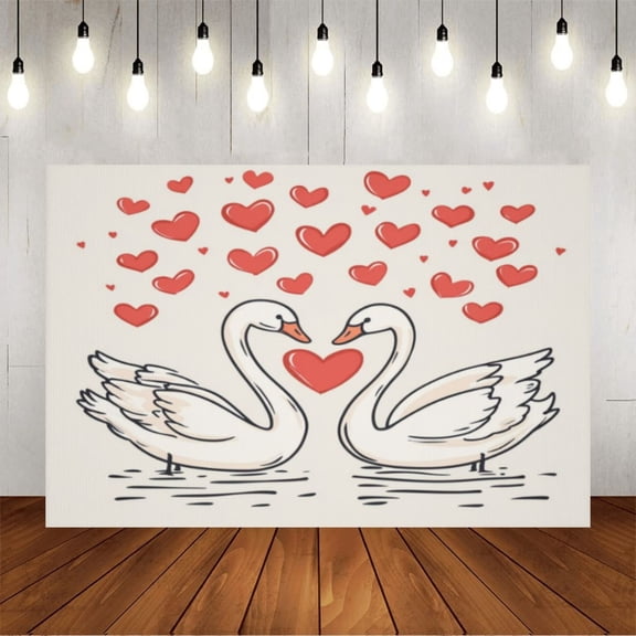 Wall Background Festival Party Decoration Activity Photo Booth Backdrop Props Swan Love Valentines (3) 5x3 ft